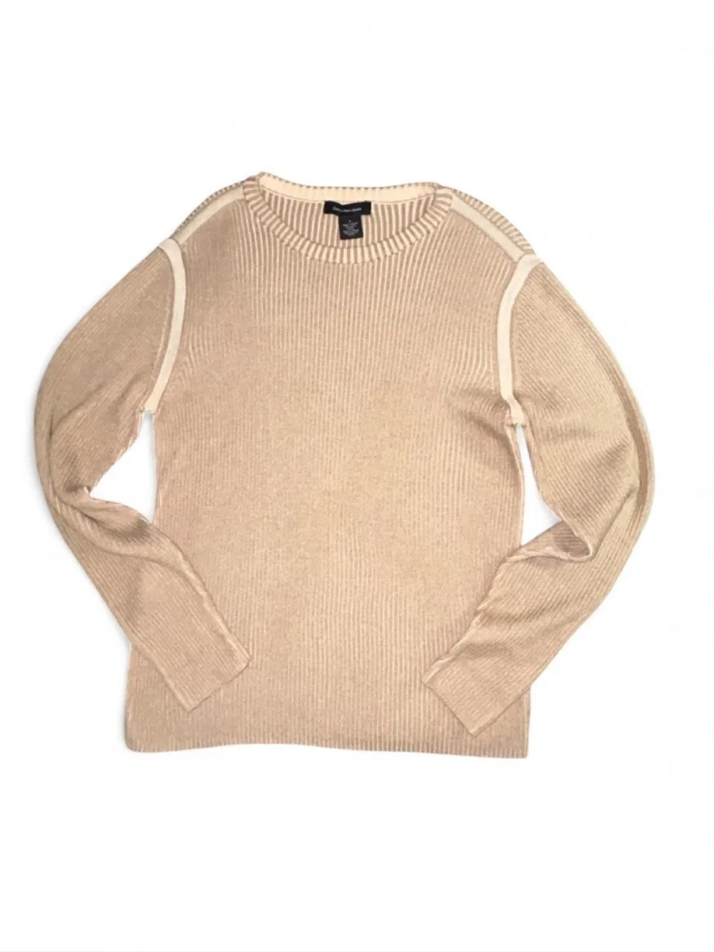 Vintage Calvin Klein Jeans Men’s Tan Ribbed Knit Crewneck Sweater Medium